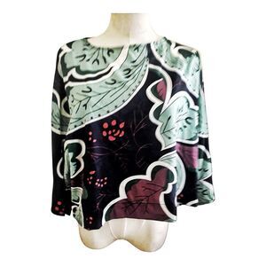 Zanzea Plus Size Blue Abstract Cropped Blouse Size 2X NWT